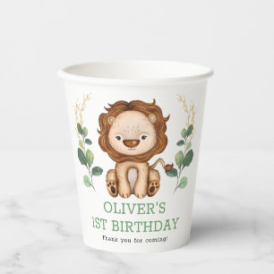 Cute Greenery Lion Wild One Birthday Party Papieren Bekers