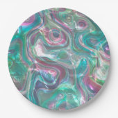 Cute Greenery Pink Blue Abstract Marble Pattern Papieren Bordje (Voorkant)