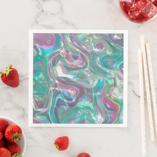 Cute Greenery Pink Blue Abstract Marble Pattern Servet (Insitu)