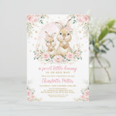 Cute Greenery Rabbit Easter Bunny Birthday I Kaart (Staand voorkant)