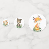 Cute Greenery Woodland Animals Baby Birthday Confetti (Voorkanten)