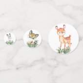Cute Greenery Woodland Animals Baby Birthday Confetti (Achterkanten)
