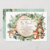 Cute Greenery Woodland Forest Baby shower by Mail Kaart (Voorkant / Achterkant)