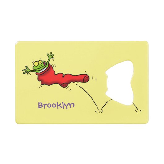 Cute grenouille dans une chaussette rouge saut de  (Devant (Horizontal))