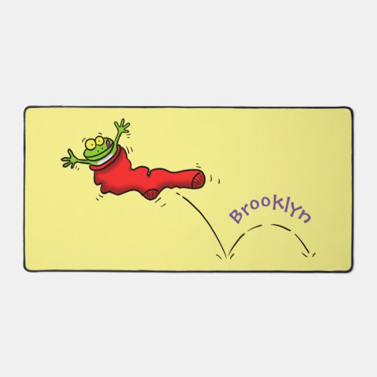 Cute grenouille dans une chaussette rouge saut de  (Recto)