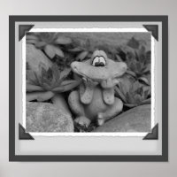 Cute Grenouille Jardin Noir Et Blanc Impression
