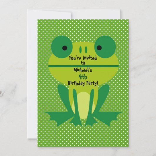 Cute Grenouille Verte Et Pots Fête Invitation (Devant)