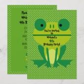 Cute Grenouille Verte Et Pots Fête Invitation (Devant / Derrière)