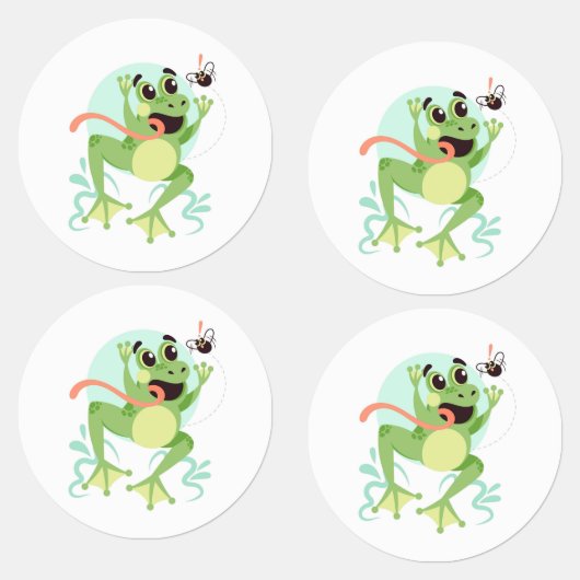 Cute grenouilles caricaturales Étiquettes (Groupe)