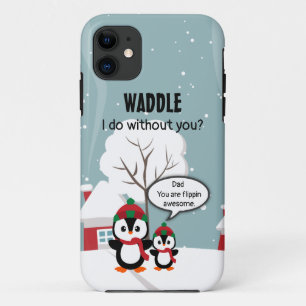 Cute Grey Baby pinguin in wintersneeuw iPhone 11 Hoesje