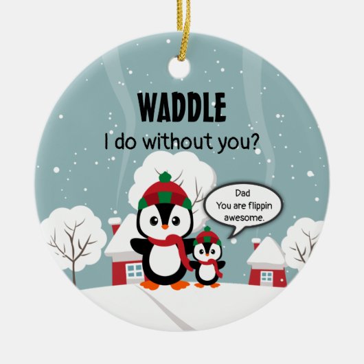 Cute Grey Baby pinguin in wintersneeuw Keramisch Ornament (Voorkant)