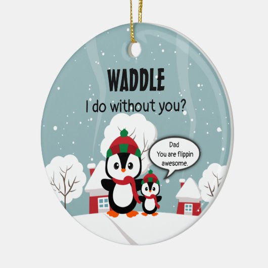 Cute Grey Baby pinguin in wintersneeuw Keramisch Ornament (Links)