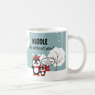 Cute Grey Baby pinguin in wintersneeuw Koffiemok