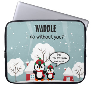 Cute Grey Baby pinguin in wintersneeuw Laptop Sleeve