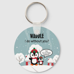 Cute Grey Baby pinguin in wintersneeuw Sleutelhanger