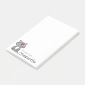 Cute grey cartoon cat name post-it® notes (Schuin)
