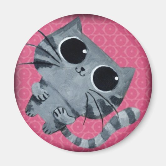 Cute Grey Cat met grote zwarte ogen Magneet (Voorkant)