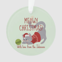 Cute Grey Cat met kerstPet Ornament