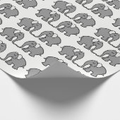 Cute Grey Elephant Parading on White Background Cadeaupapier (Hoek)
