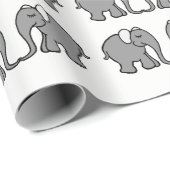 Cute Grey Elephant Parading on White Background Cadeaupapier (Rol Hoek)