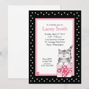 Cute Grey Kitten 5x7 rose Invitation d'anniversair