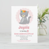 Cute Grey Kitten Rose Girls Invitation Anniversair (Debout devant)