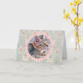 Cute Grey Kitten Style Art Note Kaart (Gele Bloem)