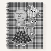 Cute Grey Plaid Animaux Baby Journal (Devant)