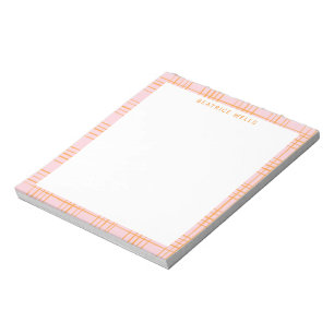 Cute Grid Lines Pattern Pastel Pink Personated Notitieblok