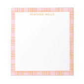 Cute Grid Lines Pattern Pastel Pink Personated Notitieblok (Voorkant)