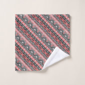 Cute grijs rood aztec patroon design bad handdoek (Wasdoekje)