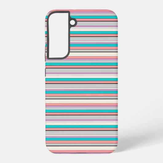 Cute grijze aqua strepen samsung galaxy hoesje (Achterkant)