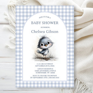 Cute Grijze Vogel Baby Shower Kaart