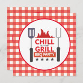 Cute grill chill invitation soirée barbecue (Devant / Derrière)
