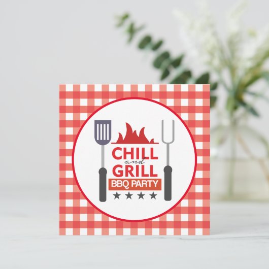 Cute grill chill invitation soirée barbecue (Debout devant)