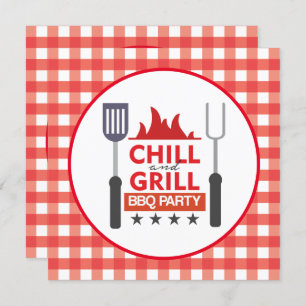 Cute grill chill invitation soirée barbecue