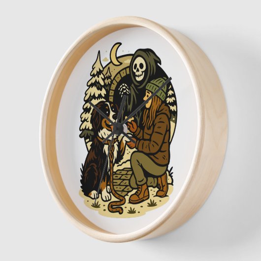 Cute Grim Reaper Girl and Dog Spooky Forest Night (Hoek)