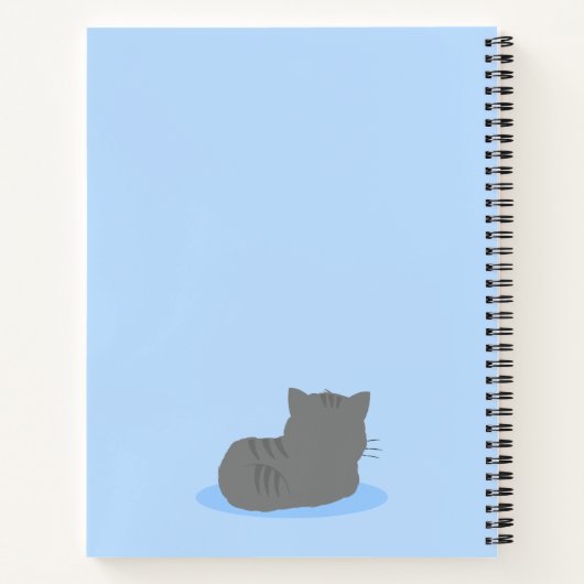 Cute Gris Chat Carnet spiral bleu (Dos)