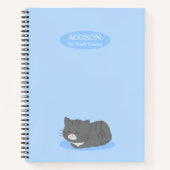 Cute Gris Chat Carnet spiral bleu (Devant)