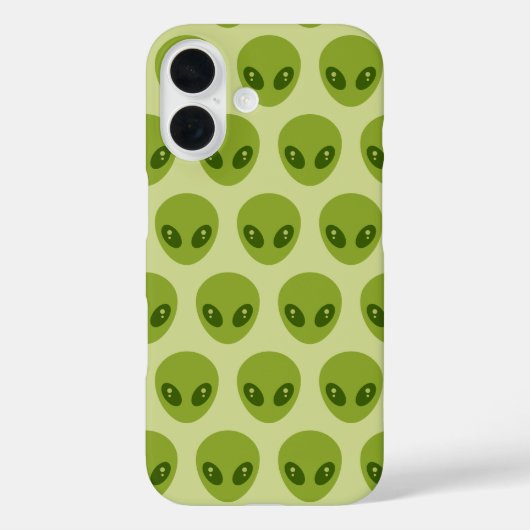 Cute Groene Alien Hoofden Patroon Case-Mate iPhone Case (Achterkant)