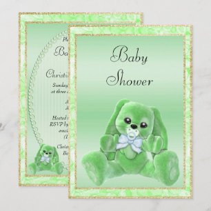 Cute Groene Flappe Ohren Konijn Baby Shower Kaart