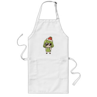 Cute groene haar Anime Chibi-meisje thermisch reis Lang Schort