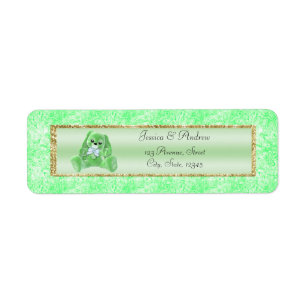 Cute Groene Konijn Baby Shower Etiket