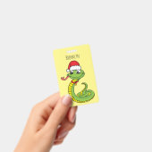 Cute groene slang met kerstmutshoofddeksel cartoon badge (Handheld)