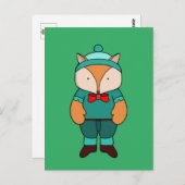 Cute groene vos briefkaart (Voorkant / Achterkant)