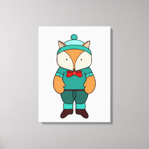 Cute groene vos canvas afdruk