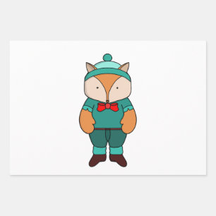 Cute groene vos inpakpapier vel