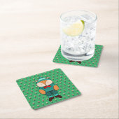 Cute groene vos vierkante kartonnen onderzetter (Insitu)