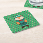 Cute groene vos vierkante kartonnen onderzetter (Schuin)