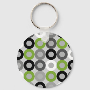 Cute groene zwart-witstippen vectorpatroon sleutelhanger
